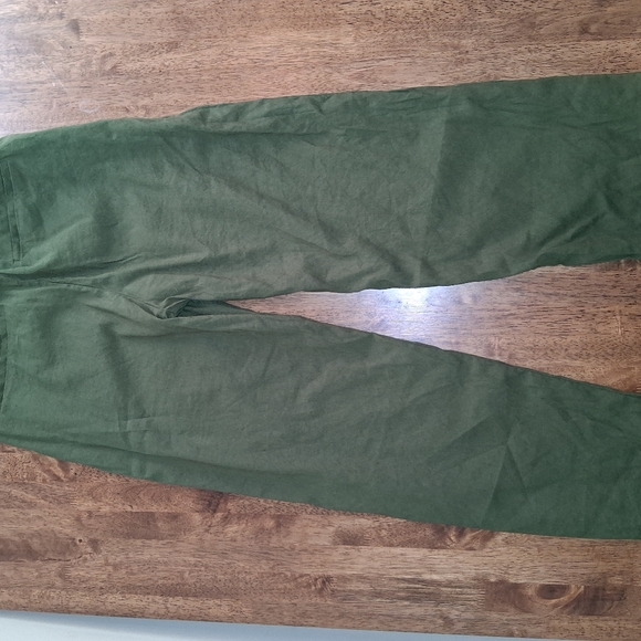 VINCE Forrest Green Linen Blend Trouser Pants L - Picture 8 of 8